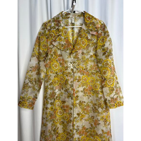 Vintage Unbranded 70’s Yellow Floral Maxi Dress & Matching Coat Set medium - Picture 11 of 17